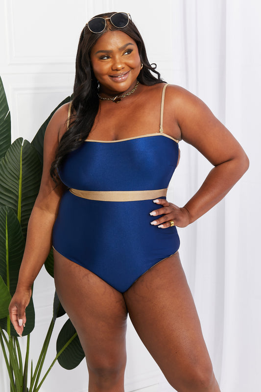 Marina West Swim Wave Break Contrast Trim One-Piece - P Rubi's 