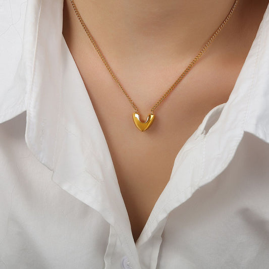 Gold-Plated Heart Pendant Necklace - P Rubi's 