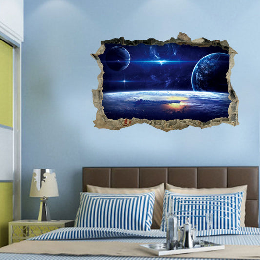 3D Outer Space Galaxy Planet Wall Stickers for Kids Children Bedrooms Decals Home Decor - P Rubi's 