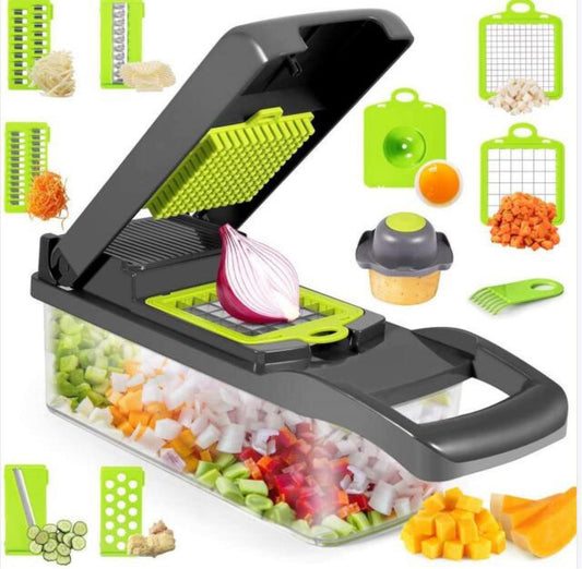 12 In 1 Manual Vegetable Chopper Kitchen Gadgets Food Chopper Onion Cutter Vegetable Slicer - P Rubi's 