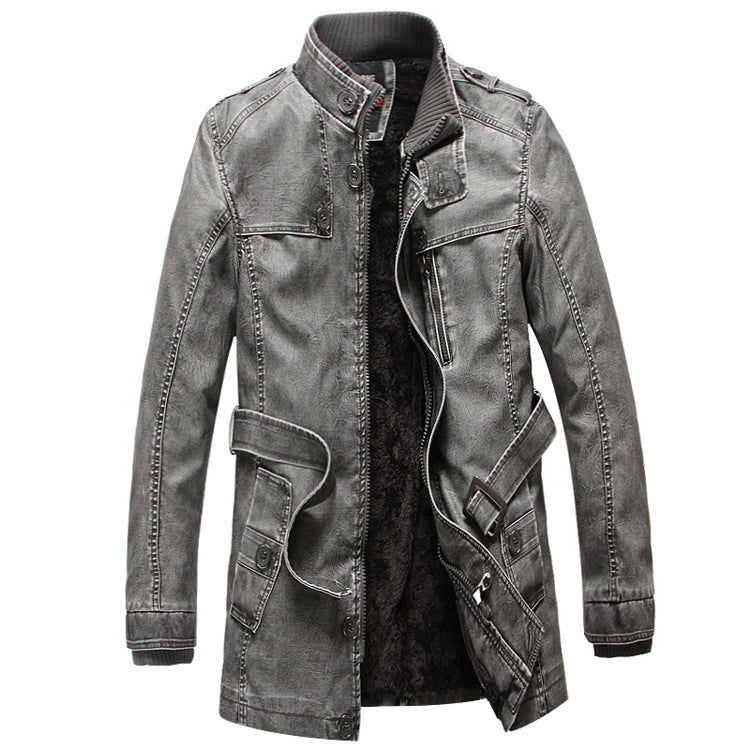 Men's leather trench coat