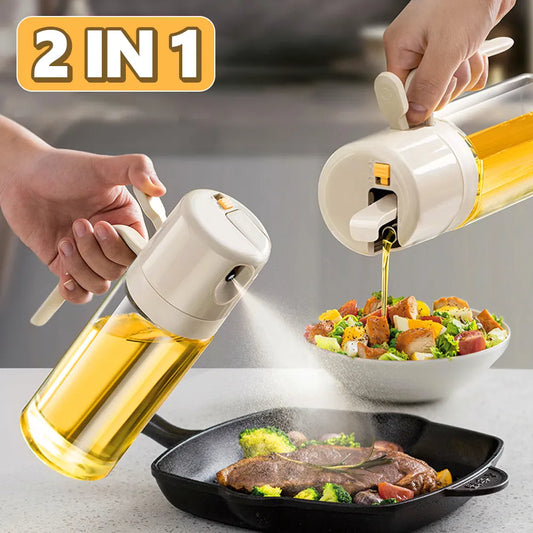 2 In 1 Oil Sprayer Bottle BBQ Cooking Oil Dispenser Olive Oil Pourers Sprayer Kitchen Baking Oil Mister Vinegar Bottle - P Rubi's 