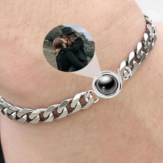 Titanium Steel Men And Women Personalized Photo Projection Custom Family Gathering Pet Couple Birthday Memory Bracele - P Rubi's 