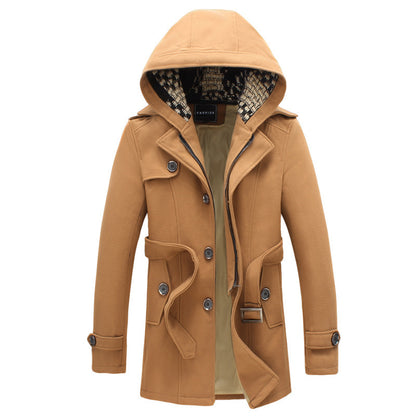 Men's short trench coat hooded