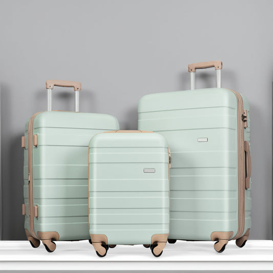 Luggage Sets New Model Expandable ABS Hardshell 3pcs Clearance Luggage ( Grey Green) - P Rubi's 