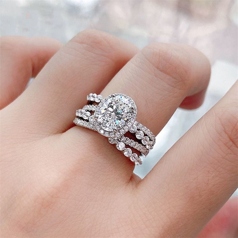 3 Carat Moissanite 925 Sterling Silver Layered Ring - P Rubi's 