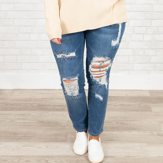 Women's Summer Plus Size Worn Fashion Jeans Women - P Rubi's 