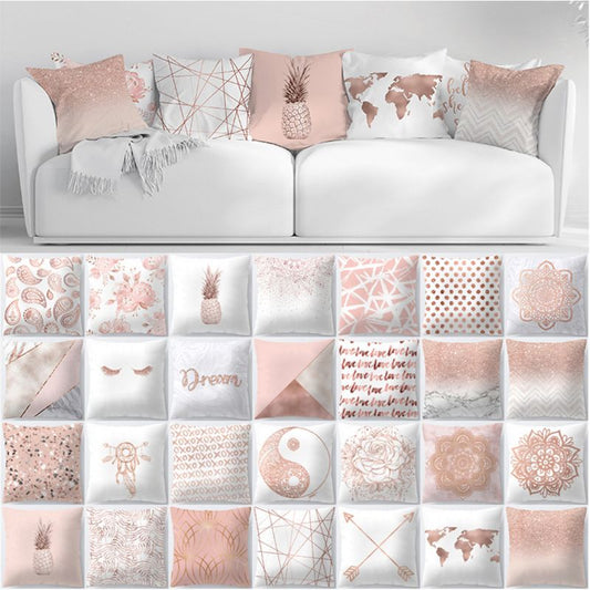 Lash Pillow Case Rose Gold Geometric Pineapple Glitter Polyester Sofa Decorative Cushion Cover for Home Decor - P Rubi's 