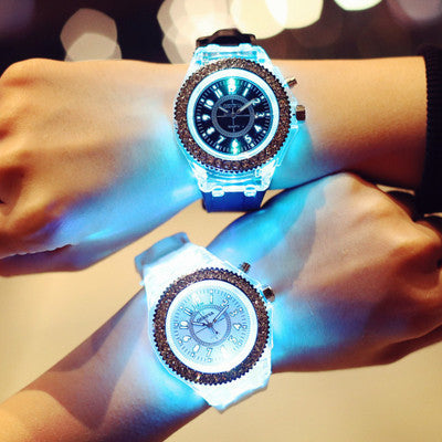 LED Luminous Watches Geneva Women Quartz Watch Women Ladies Silicone Bracelet Watches - P Rubi's 