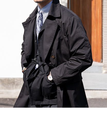 Men's Mid-length Cotton Double Breasted Trench Coat