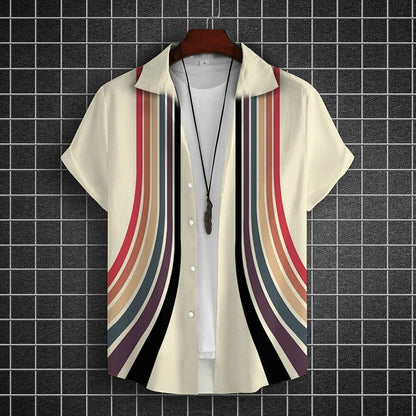 Simple Men's 3D Striped Stitching Printing Top - P Rubi's 