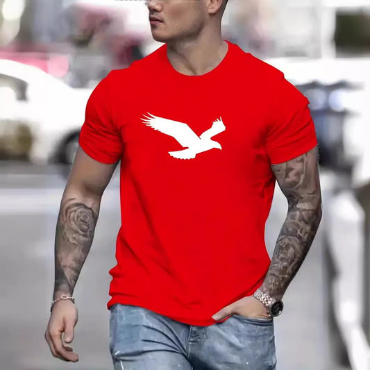 3D Digital Printing Eagle Solid Color Men's Casual Short-sleeved T-shirt - P Rubi's 