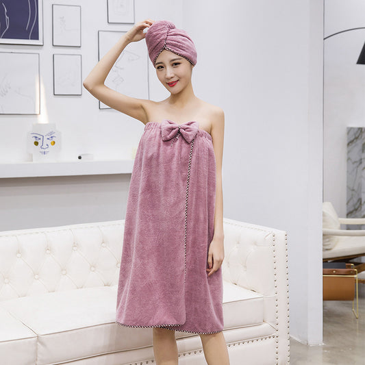 Coral Fleece Bath Skirt Wearable Bath Towels Soft Absorbent Not Easy To Fluff Korean Style - P Rubi's 