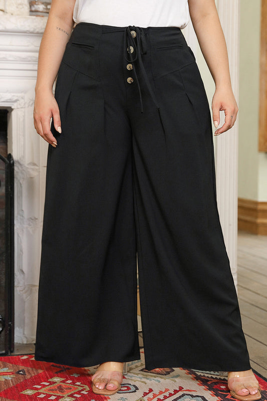 Plus Size Tied Wide Leg Long Pants - P Rubi's 