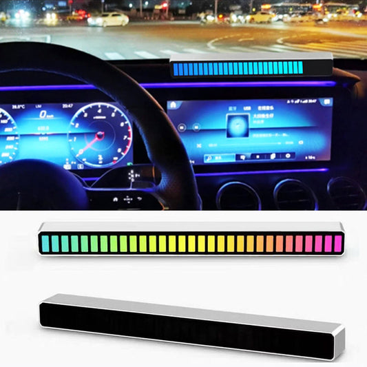 New Car Sound Control Light RGB Voice-Activated Music Rhythm Ambient Light With 32 LED 18 Colors Car Home Decoration Lamp - P Rubi's 