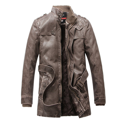 Men's leather trench coat