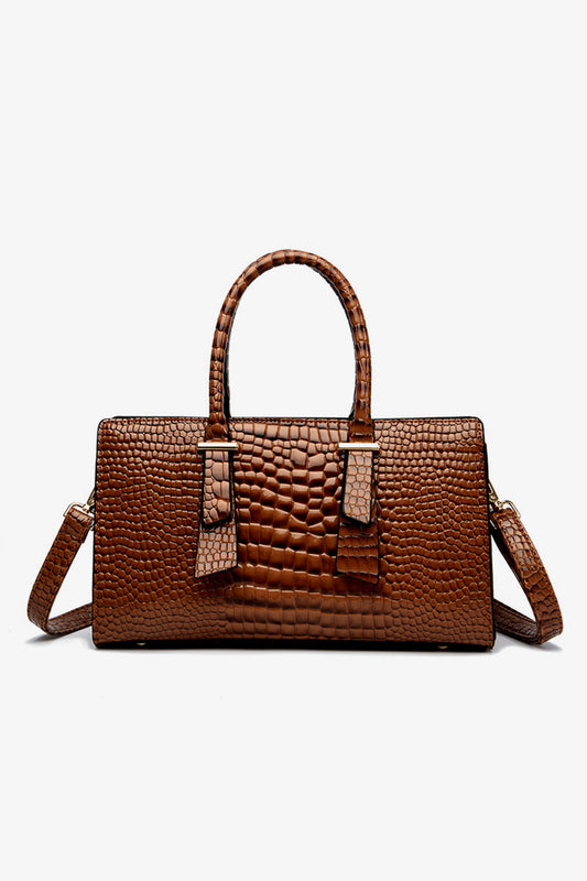 Textured PU Leather Handbag - P Rubi's 