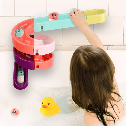 Kids Bath Toys Wall Suction Cup Marble Race Run Track Bathroom Bathtub Baby Play Water Games Toy Kit for Children - P Rubi's 