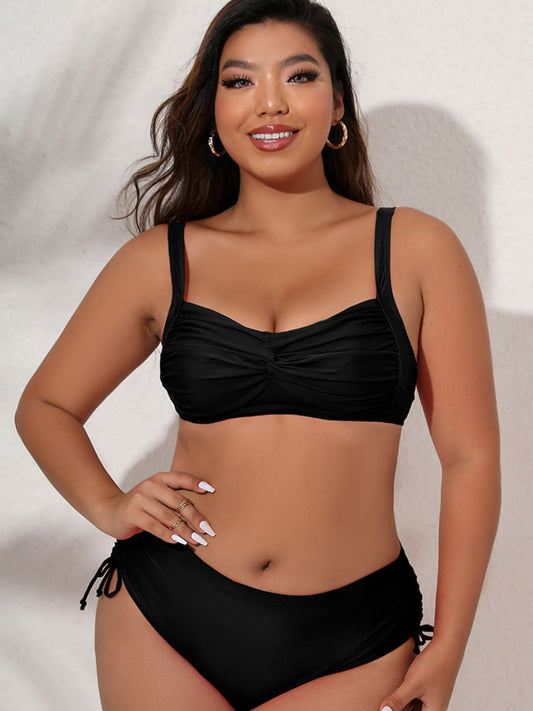 Plus Size Twist Front Tied Bikini Set - P Rubi's 