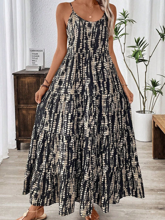 Printed Scoop Neck Maxi Cami Dress - P Rubi's 