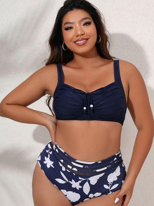 Plus Size Printed Gathered Detail Bikini Set - P Rubi's 