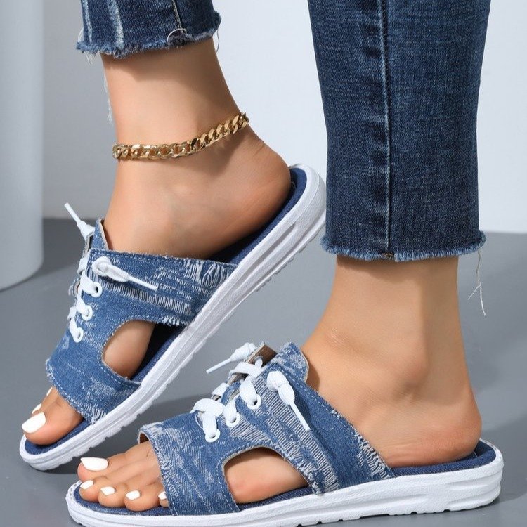 Open Toe Lace Up Sandals - P Rubi's 