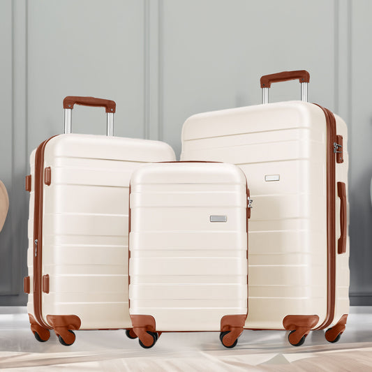 Luggage Sets 4 Piece  ivory and brown - P Rubi's 