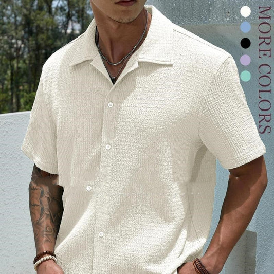 Men's Solid Color Short Sleeve Shirt Casual - P Rubi's 