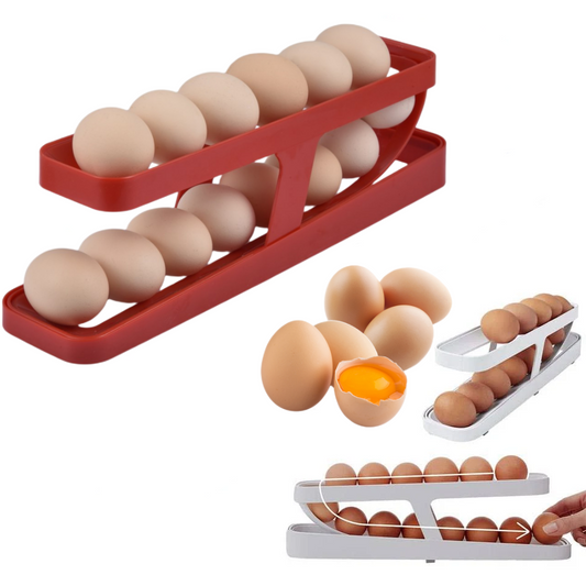 Automatic Scrolling Egg Rack Holder Storage Box Egg Basket Container Organizer Rolldown Refrigerator Egg Dispenser For Kitchen Gadgets - P Rubi's 