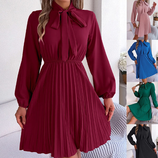 Women's Lace Up Waist-controlled Long Sleeves Dress - P Rubi's 