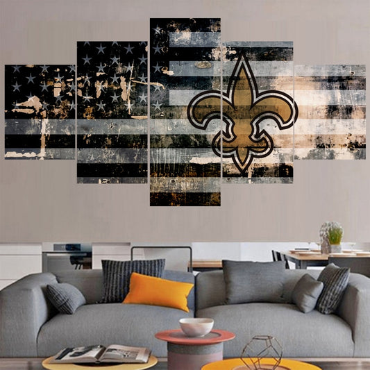 5 Pcs Sport New Saints Team Paintings Wall Home Decor Orleans Picture Canvas Painting Calligraphy For Living Room Bedroom - P Rubi's 