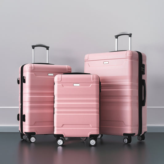 Luggage Sets New Model Expandable ABS Hardshell 3pcs Clearance Luggage (pink) - P Rubi's 