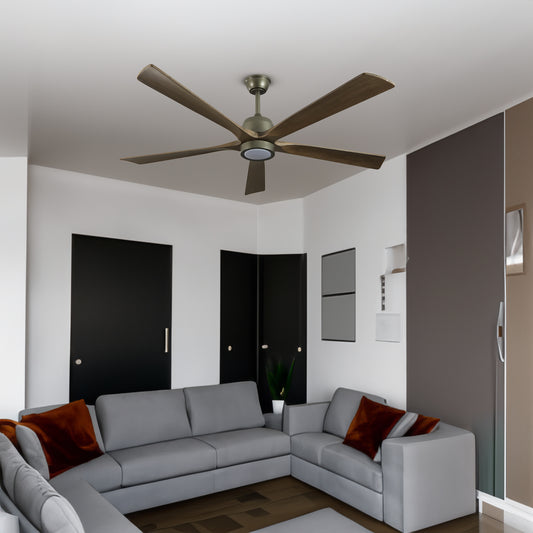 60 "modern wooden ceiling fan with lighting and remote control, 6-speed noiseless reversible DC motor ceiling fan - P Rubi's 