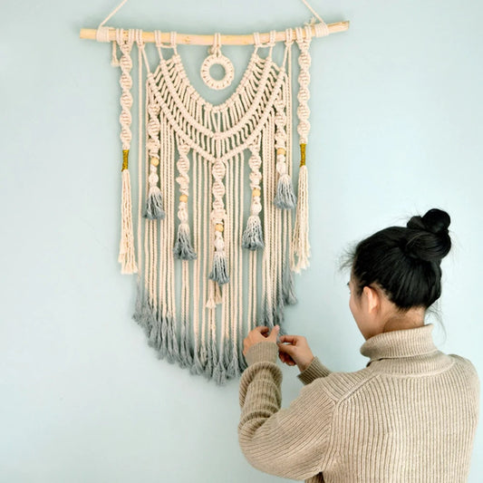 Woven Wall Hanging Macrame dream catcher Wall Hanging Large Above Bed Decor Neutral Wall Boho Home DecorTapestry Wall Hanging - P Rubi's 