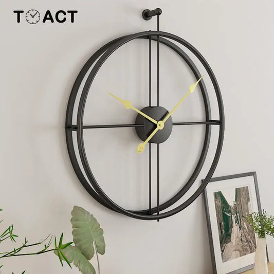 Large Vintage Metal Wall Clock Modern Design For Home Office Decor Hanging Watches Living Room Classic Brief European Wall Clock - P Rubi's 