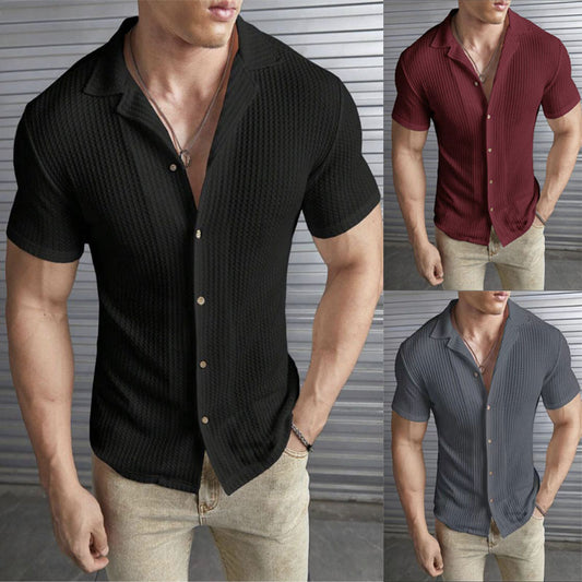 Fashion Casual Slim Top Short Sleeve Men - P Rubi's 