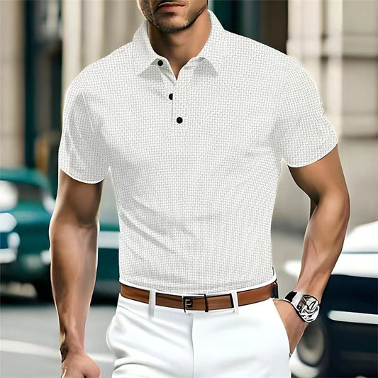 High-end Mesh Ice Silk Short Sleeve Collar Solid Color New Slip Polo Shirt - P Rubi's 