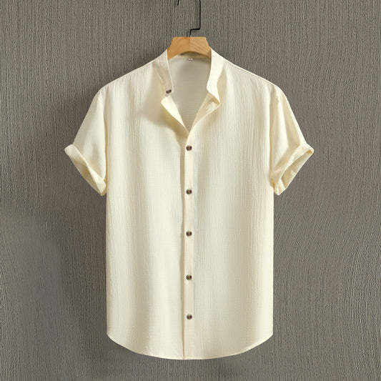 Men's Fashion Casual Stand Collar Short Sleeve Shirt - P Rubi's 