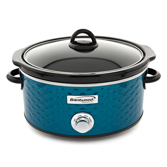 Brentwood Scallop Pattern 4.5 Quart Slow Cooker in Blue - P Rubi's 