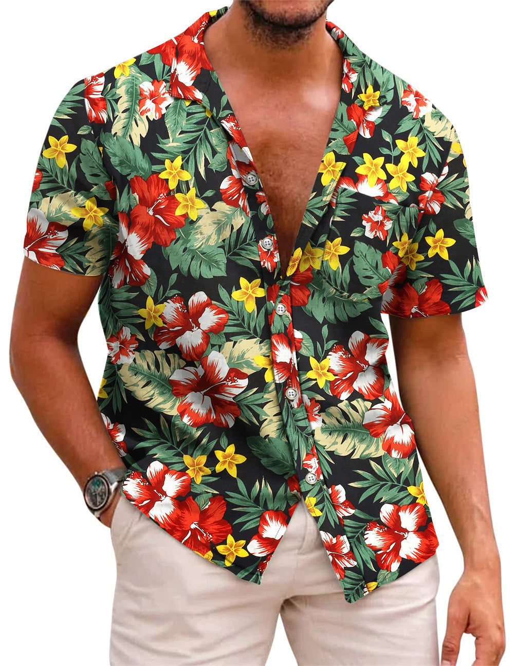 Men's Summer Hawaiian Printed Short-sleeved Shirt