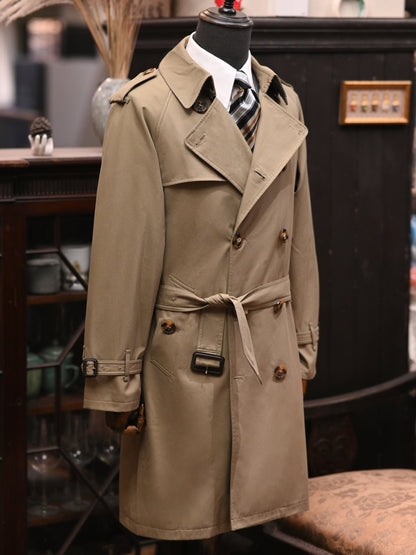 Double Breasted Business Coat British Casual Raglan Sleeve Overcoat