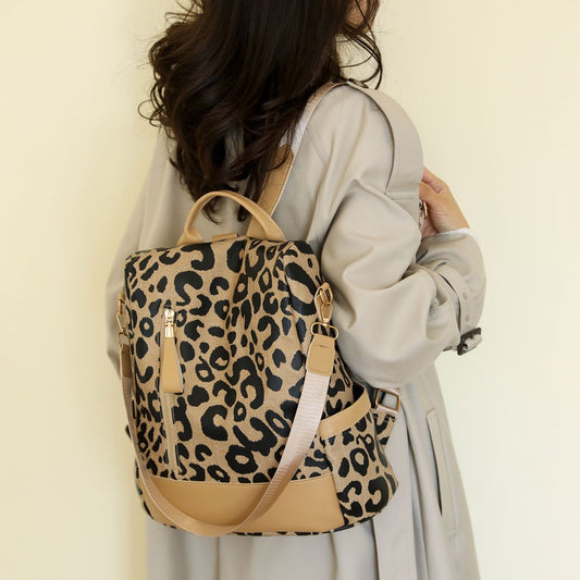 Leopard PU Leather Backpack Bag - P Rubi's 