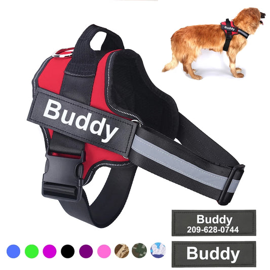 Personalized Dog Harness NO PULL Reflective Breathable Adjustable Pet Harness Vest For Small Large Dog Custom Patch Pet Supplies - P Rubi's 