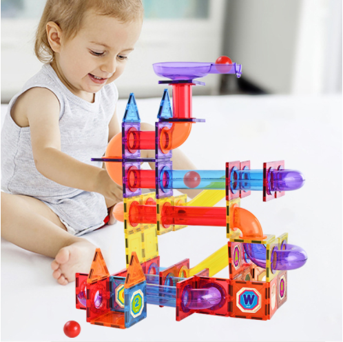 Magnetic Sheet Building Block Designer Magnet Maze Race Run Ball Marble Track Funnel Slide Brick Education DIY Toys For Children - P Rubi's 