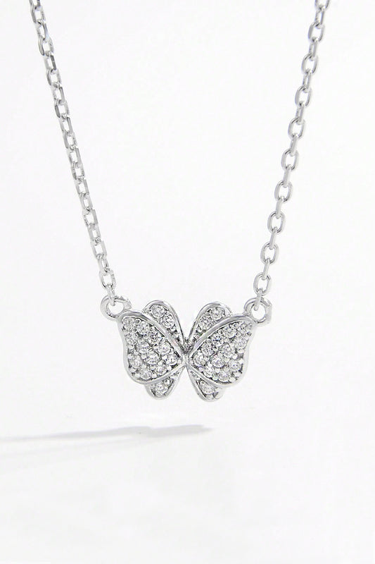 925 Sterling Silver Zircon Butterfly Pendant Necklace - P Rubi's 