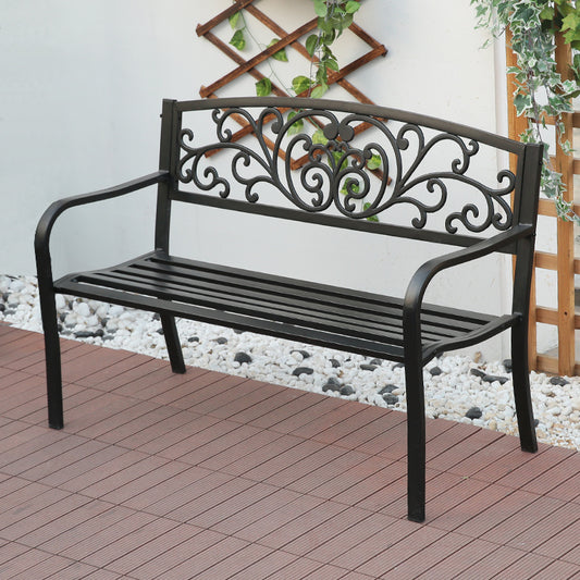 Outdoor Park Bench Double Seat Leisure Simple Iron Backrest - P Rubi's 