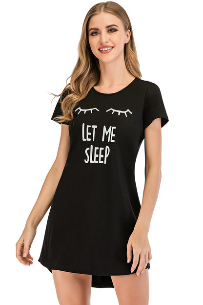 Graphic Round Neck Short Sleeve Lounge Dress - P Rubi's 