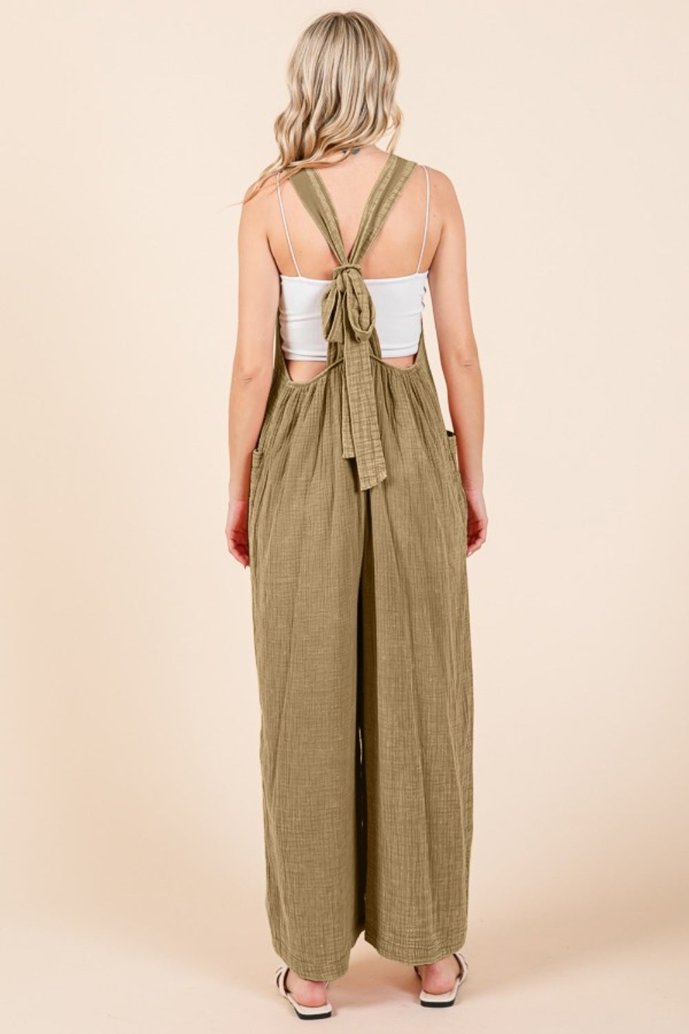 Culture Code Full Size Pocketed Sleeveless Wide Leg Overalls - P Rubi's 