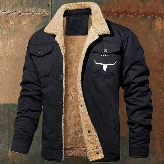 Men's Fleece-lined Cotton Casual Jacket Winter Lapel Single Breasted Warm Outerwear - P Rubi's 