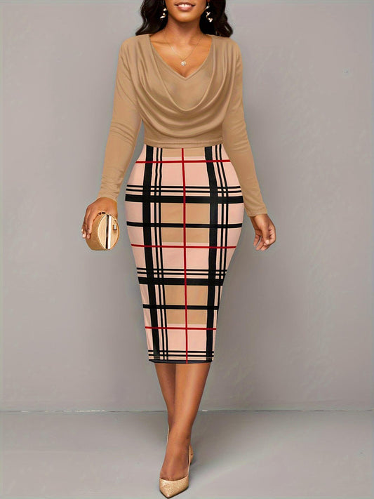 Plus Size Plaid Long Sleeve Mini Dress - P Rubi's 